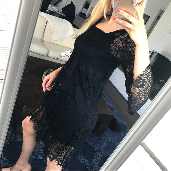 🖤 SIZE MEDIUM- BLACK CROCHET DRESS! 😍 - Picture 2 of 8